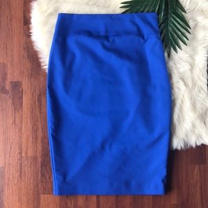Royal blue side zipper pencil skirt